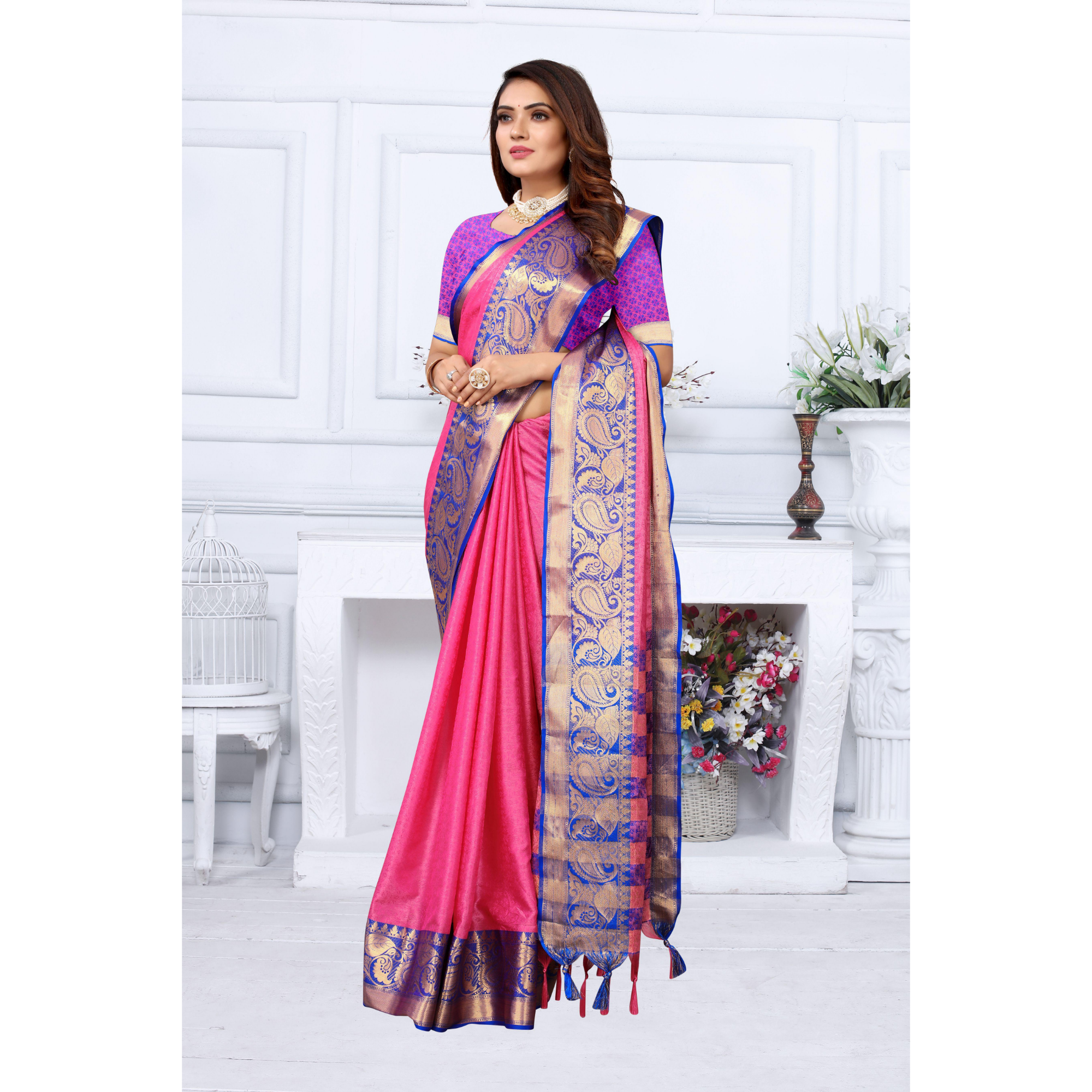 Buy Navy Blue Sarees for Women by Indie Picks Online | Ajio.com