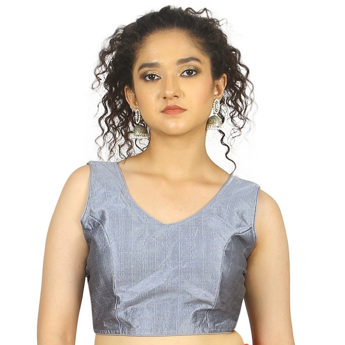 Gray | Silk | Multicolor Latkan | Blouse 36 Apparel & Accessories 32 34 36 Blouse blouses Gray kashish thehangrgray-silk-multicolor-latkan-blousethehangr-752457