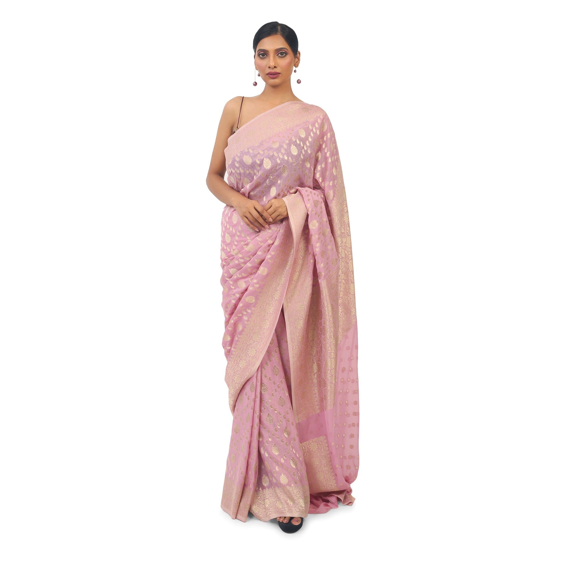 Light purple soft Georgette Banarsi Saree With golden work Apparel & Accessories 50%off Cocktail light purple Purple Saree Soft Georgette thehangrlight-purple-soft-georgette-banarsi-saree-with-golden-workthehangr-188442