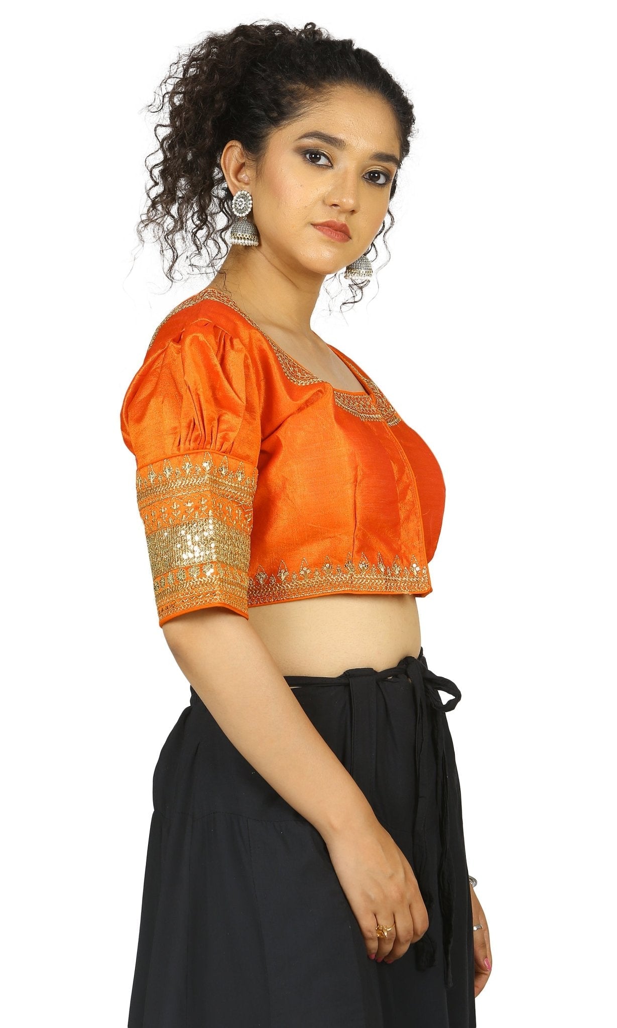 Orange |Raw Silk |Blouse Apparel & Accessories 32 34 36 blouse blouses riwaayat thehangrorange-raw-silk-blousethehangr-249697