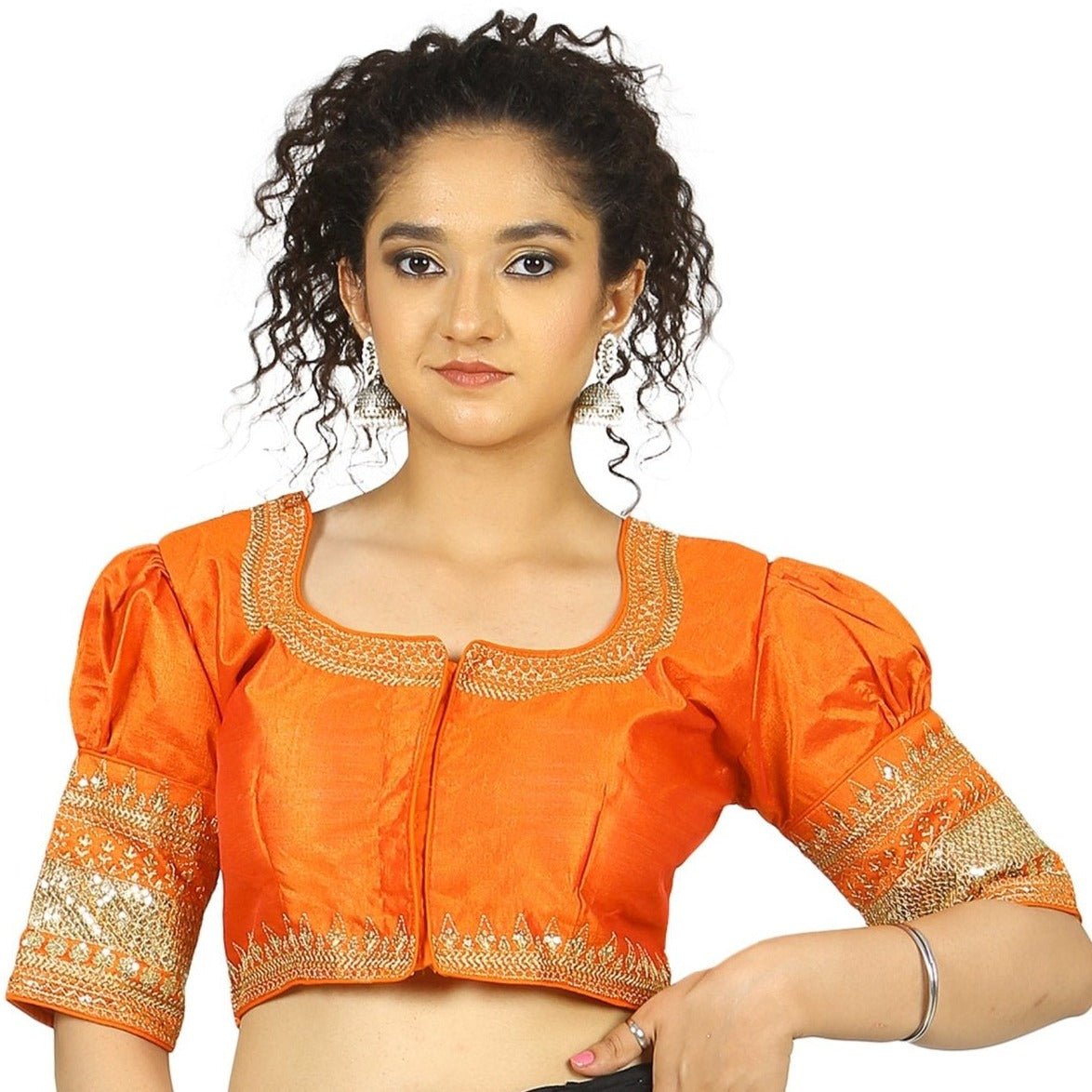 Orange |Raw Silk |Blouse 36 Apparel & Accessories 32 34 36 blouse blouses riwaayat thehangrorange-raw-silk-blousethehangr-503533