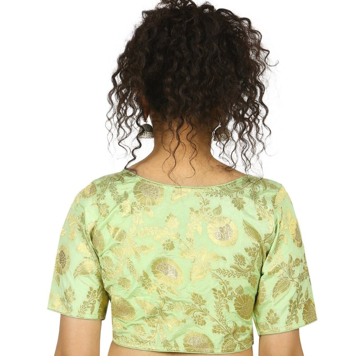 Parrot Green |Banarasi |Brocade |Blouse Apparel & Accessories 32 34 36 Blouse blouses golden Green parrot seher thehangrparrot-green-banarasi-brocade-blousethehangr-239017