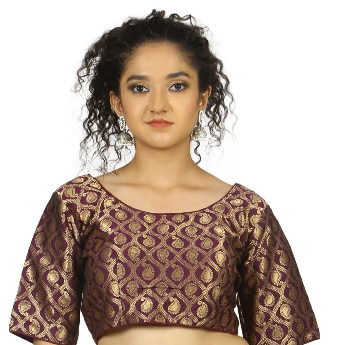 Purple |Gold |Brocade |Blouse 36 Apparel & Accessories 32 34 36 Blouse blouses golden Lehza Purple thehangrpurple-gold-brocade-blousethehangr-942466