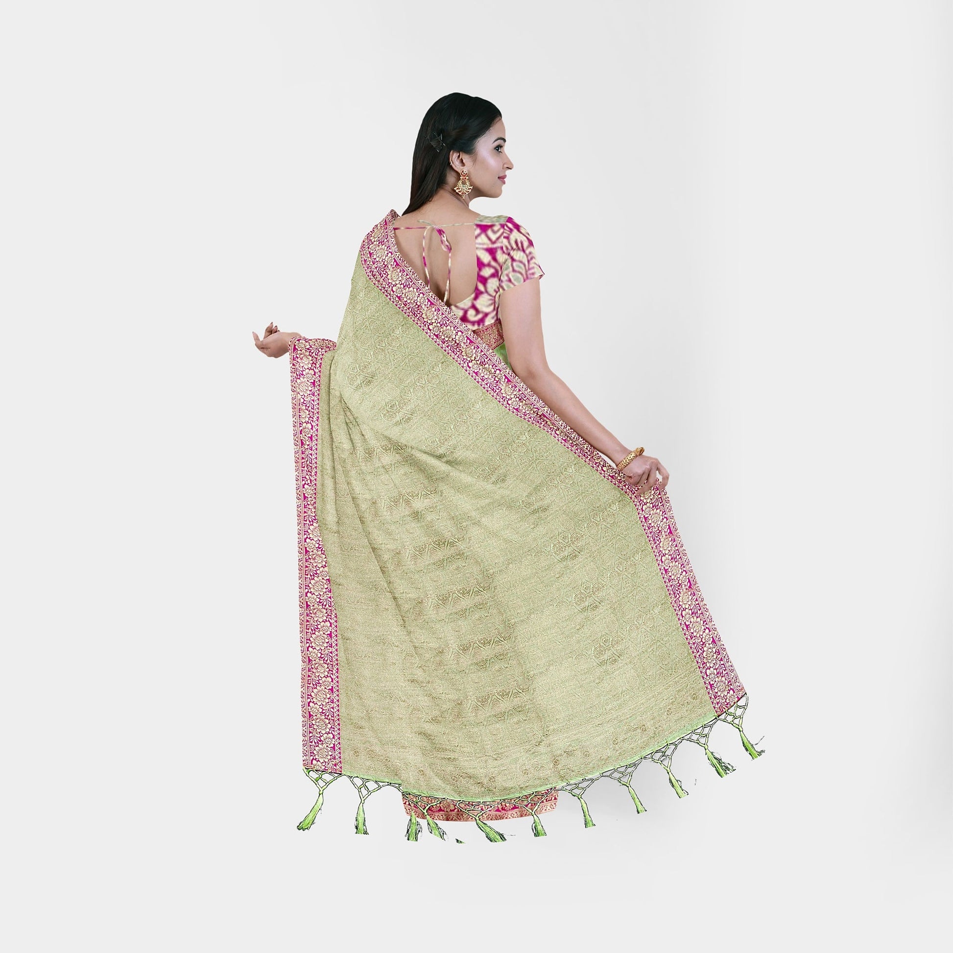 Raw Silk Light Green Saree with Pink Border Art Silk casual Cocktail dark green Green Light Green Light Pink pink Saree Silk sea green silk work thehangrraw-silk-light-green-saree-with-pink-borderthehangr-970686