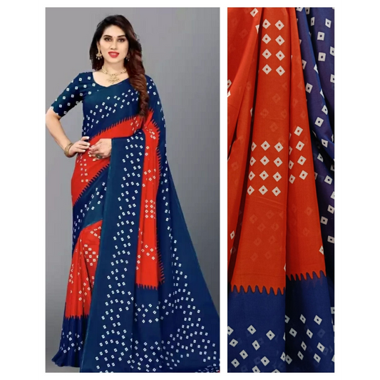 Women's Georgette Saree with Blouse Piece Blue and Red Saree casual dark blue dark green red Saree Soft Georgette womens-georgette-saree-with-blouse-piece-993631