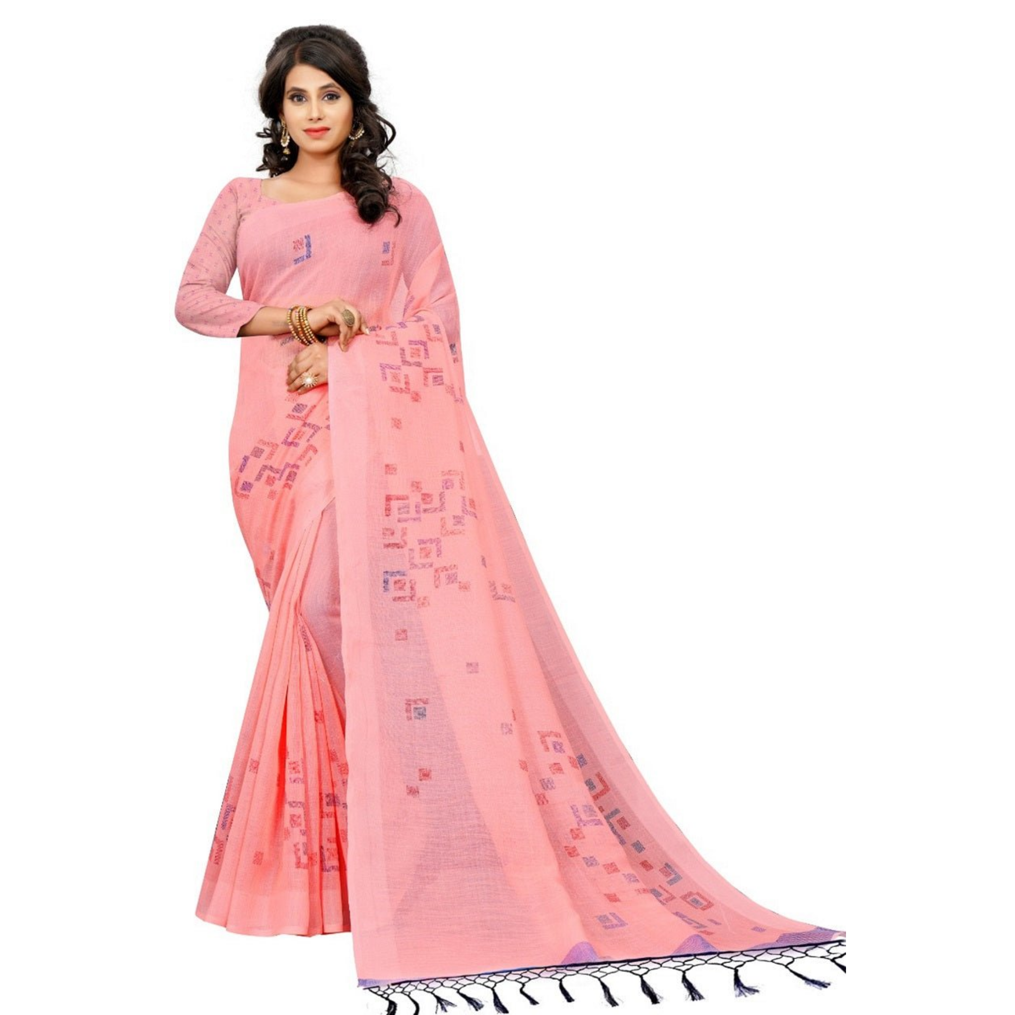 Women's Simple Design Saree with Blouse Piece - TheHangr