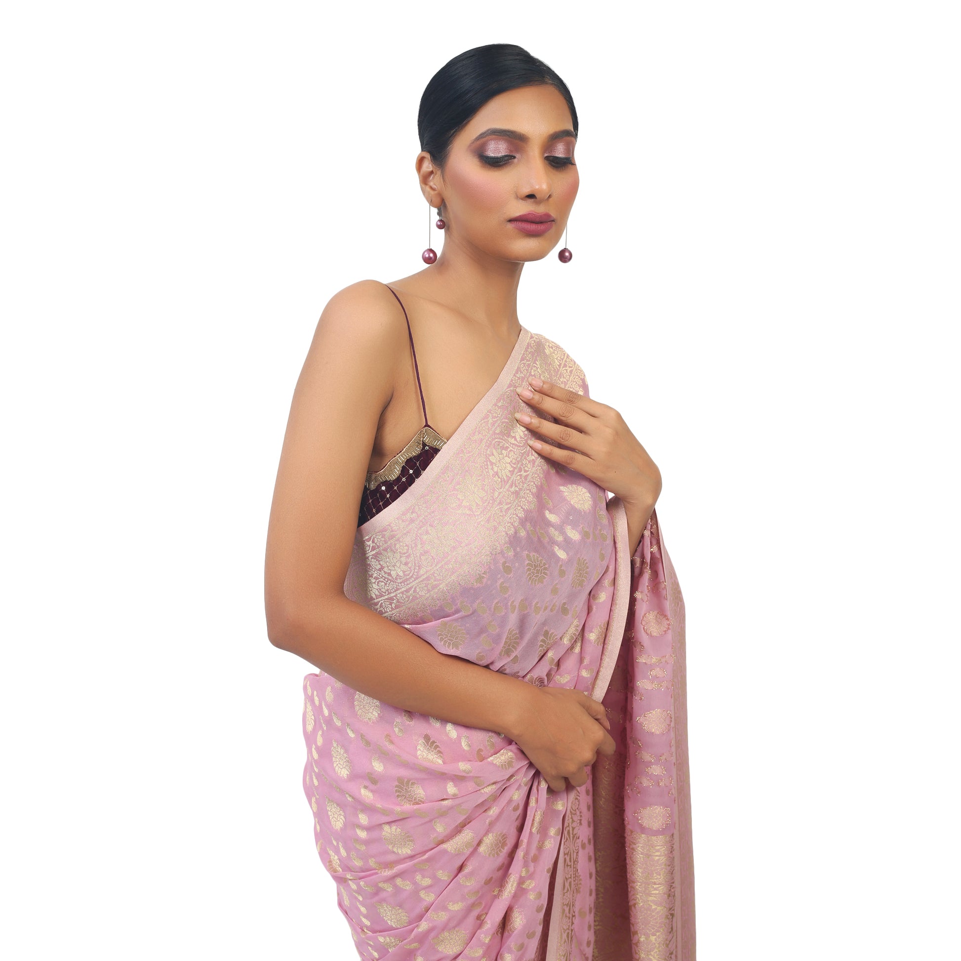 Soft Georgette Designer Light purple Saree with Golden work Apparel & Accessories 50%off light purple Purple Saree Soft Georgette IMGL0973