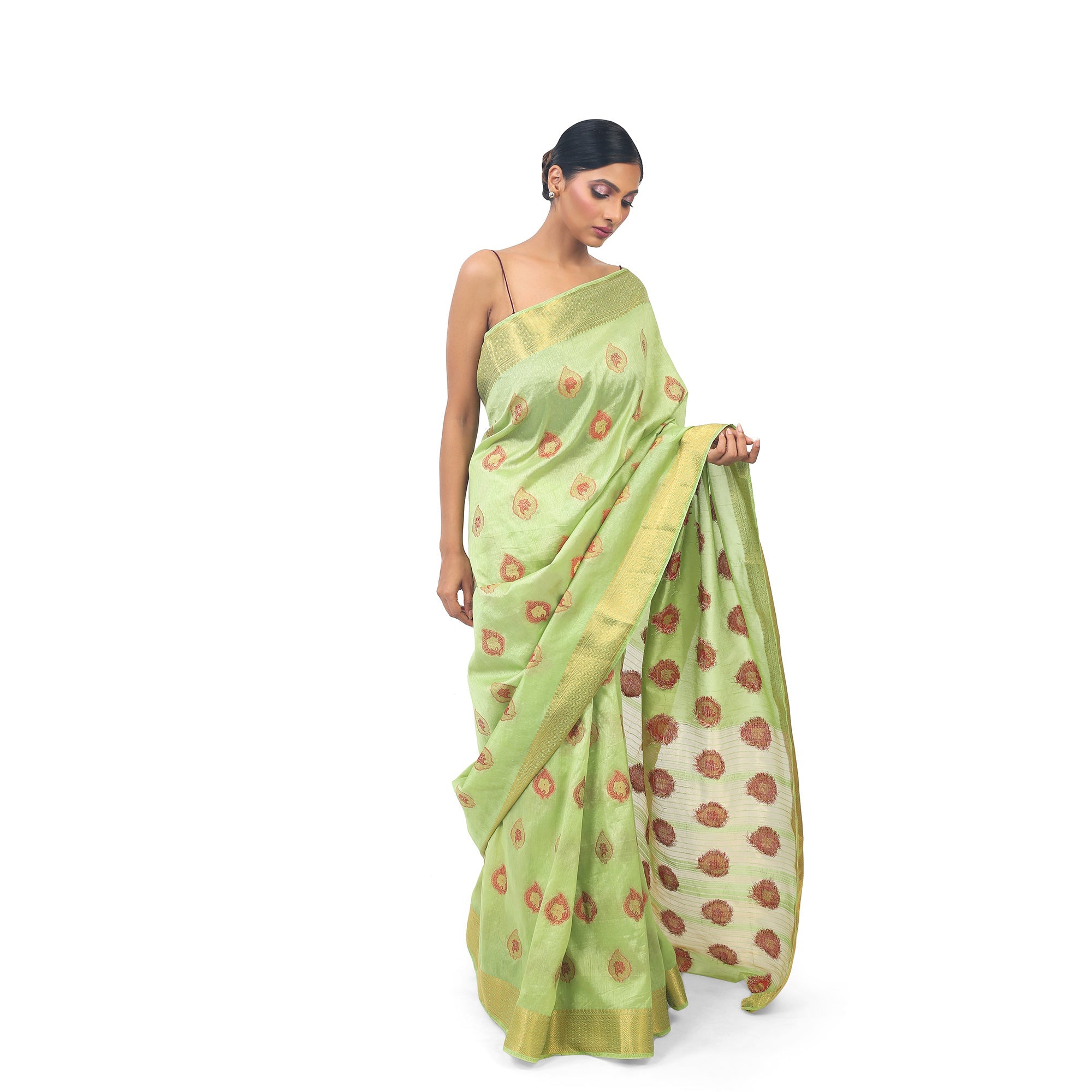 Parrot Green Colour Silk Weaving Designer Saree - TheHangr