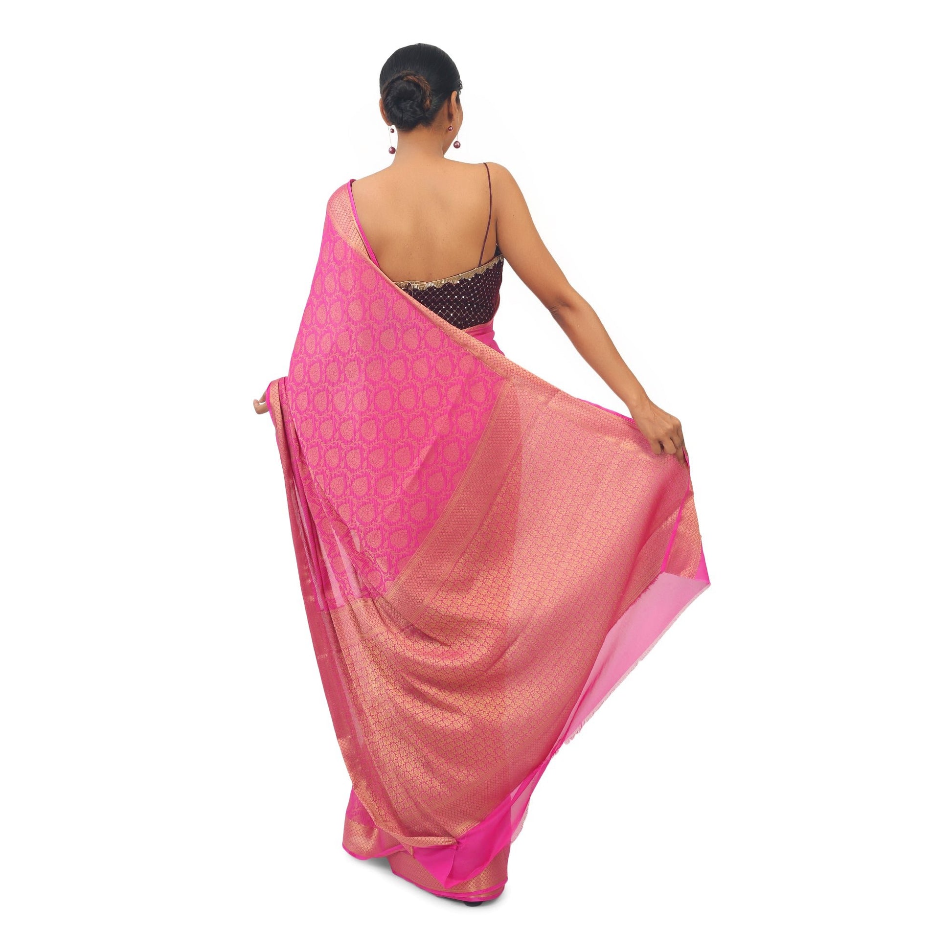 Soft Georgette Designer Rani pink Saree with Golden work Apparel & Accessories 50%off pink Rani Pink Saree Soft Georgette soft-georgette-designer-rani-pink-saree-with-golden-work-838538