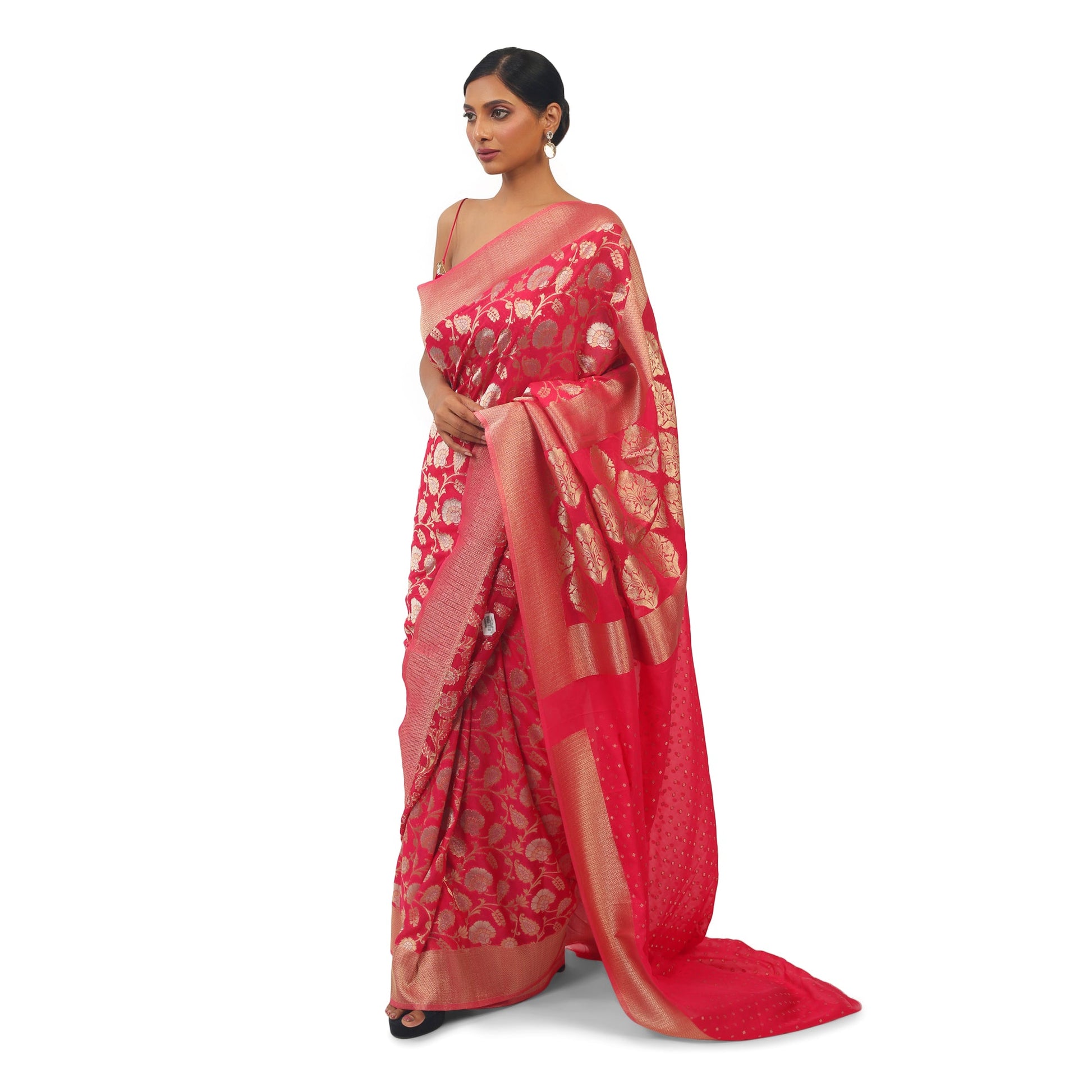 Soft Georgette Designer Red Saree with Golden and silver work Apparel & Accessories 50%off red Saree Soft Georgette soft-georgette-designer-red-saree-with-golden-and-silver-work-250975