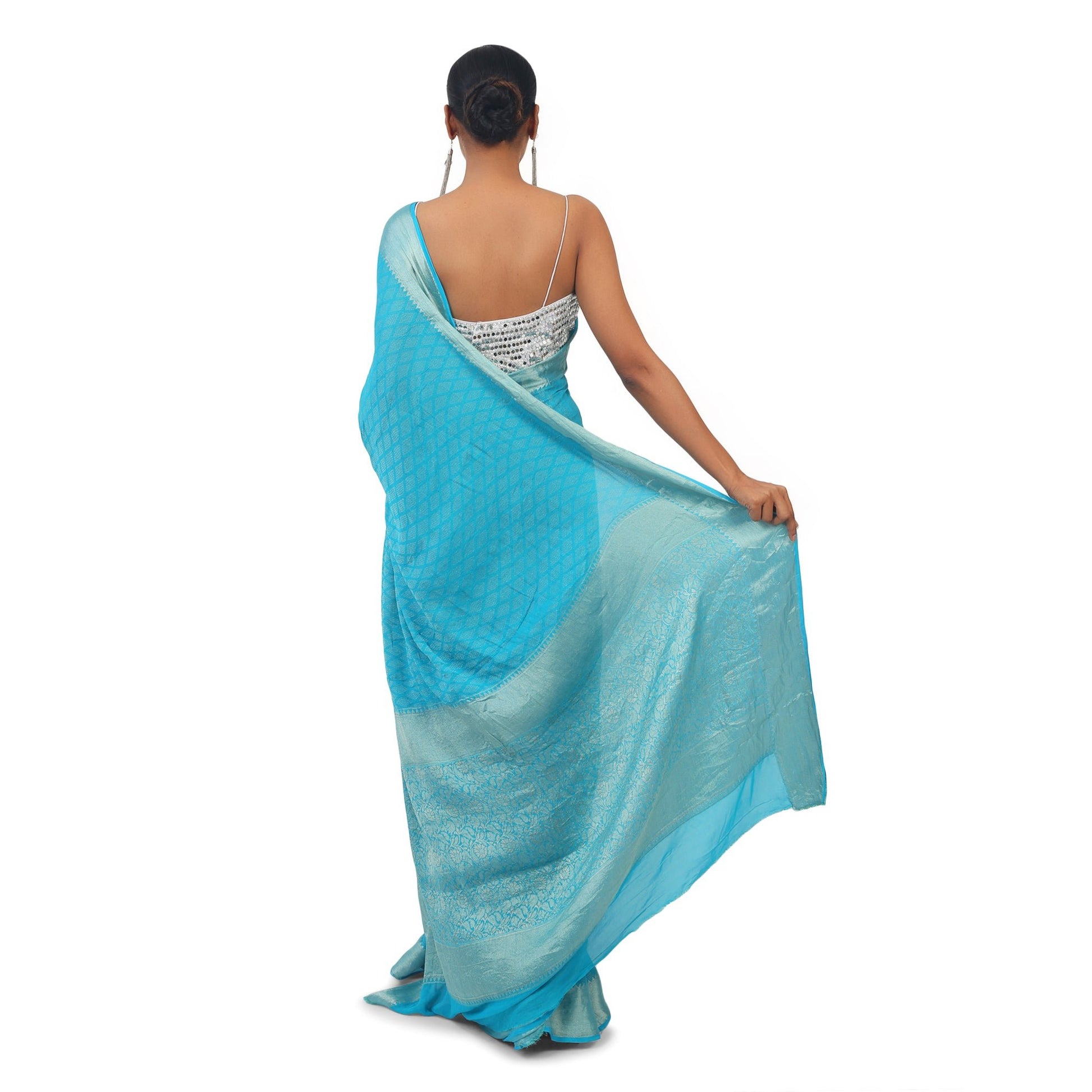 Soft Georgette Designer Sky Blue Saree with Silver work Apparel & Accessories 50%off blue dark blue light blue royal blue Saree sky blue Soft Georgette steel blue work soft-georgette-designer-sky-blue-saree-with-silver-work-751283