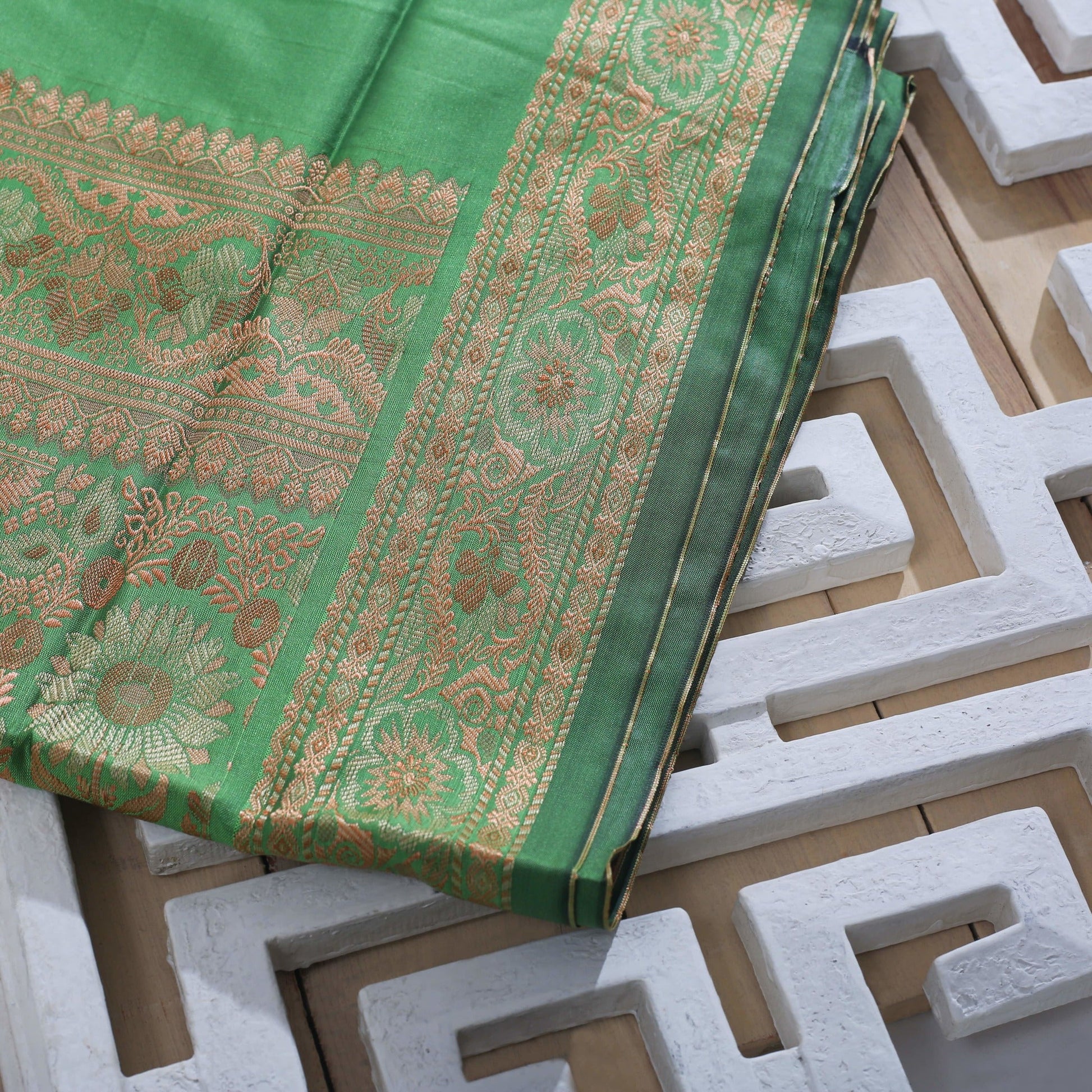 Art Silk Green Saree with Silver & Golden work Apparel & Accessories 50%off Art Silk casual dark green Green Light Green Saree Saree Silk sea green silk work thehangrart-silk-green-saree-with-silver-golden-workthehangr-483697