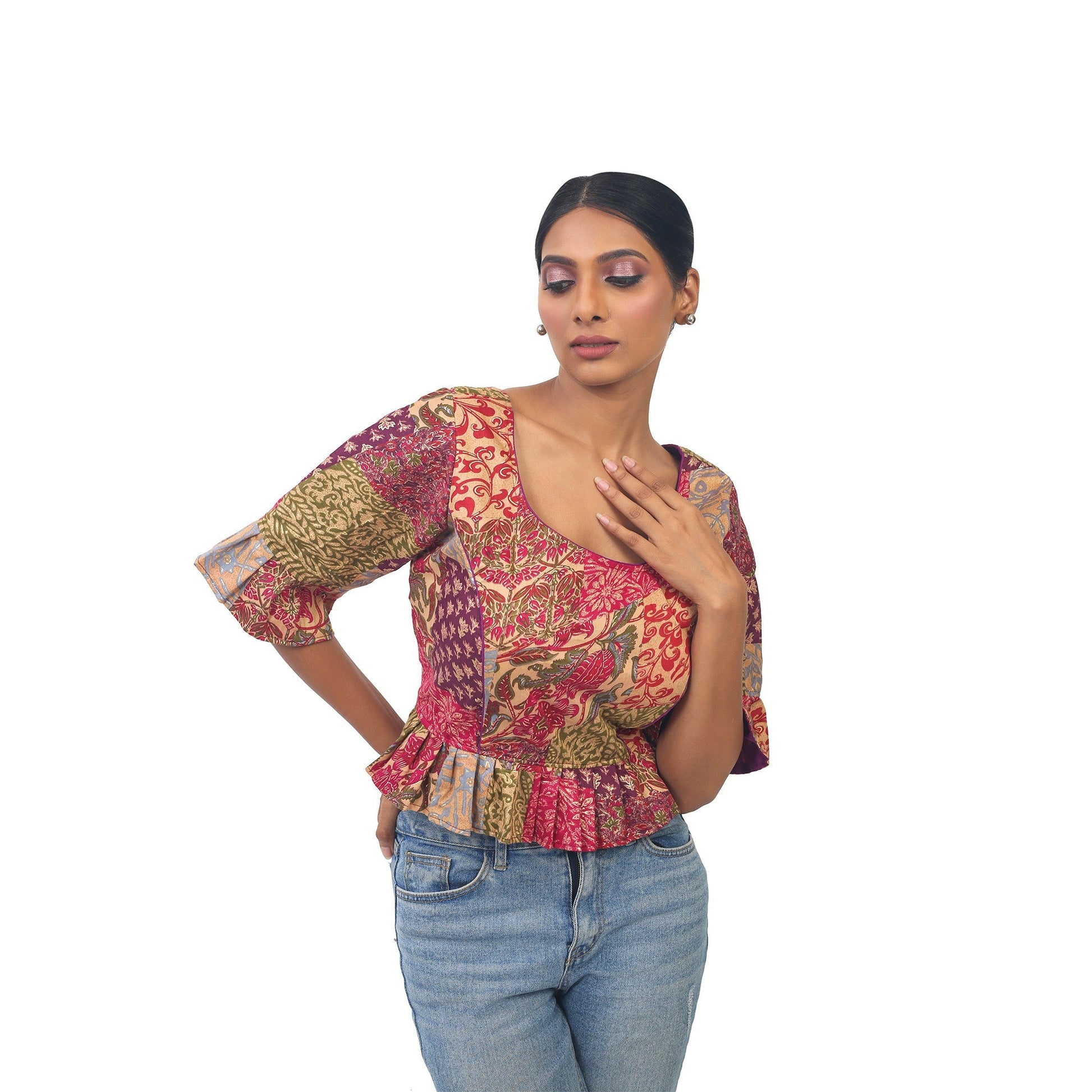 Digital print | Silk | Designer | Blouse Apparel & Accessories 32 34 36 Blouse blouses Crop tops Digital thehangrdigital-print-silk-designer-blousethehangr-248001