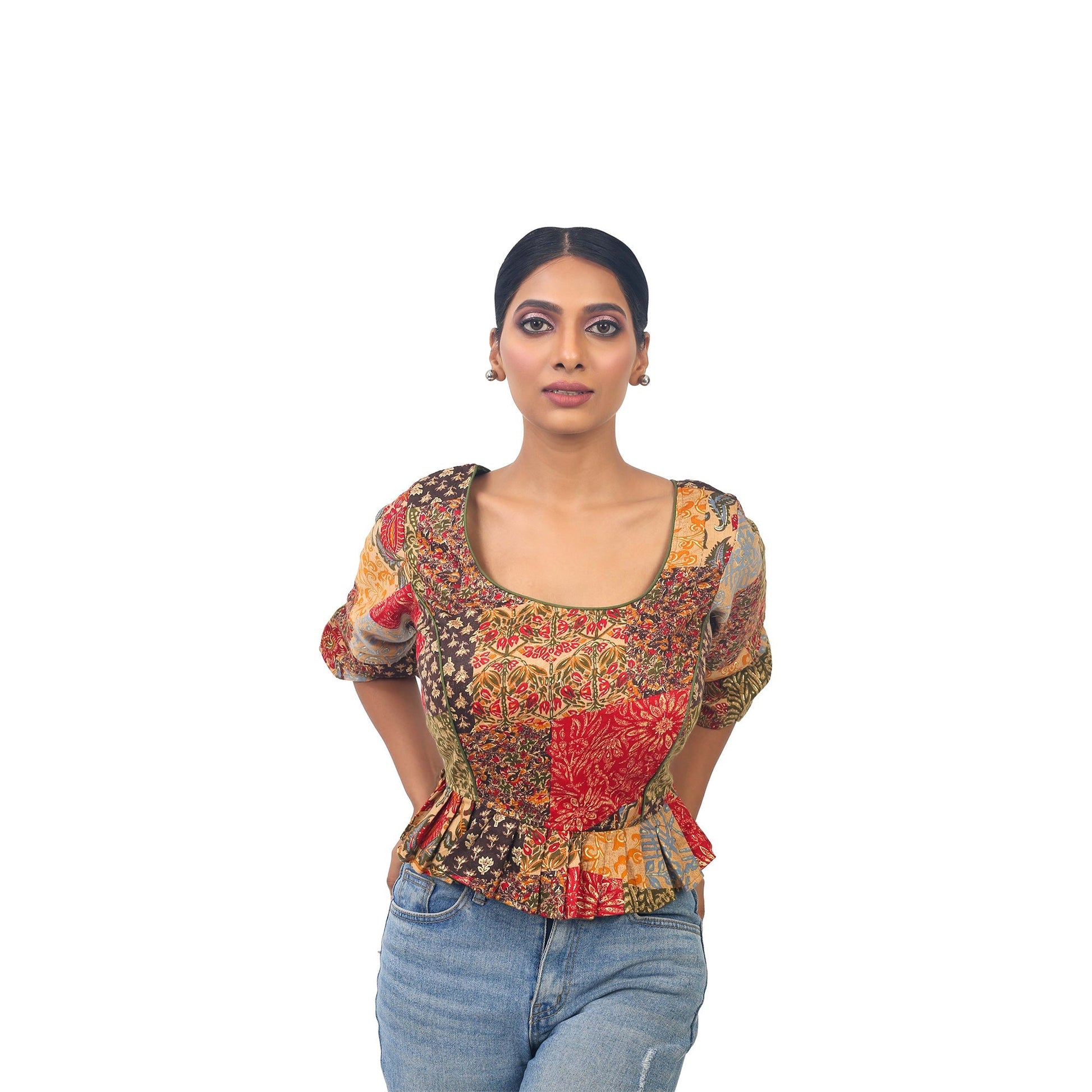 Digital print | Silk | Designer | Blouse Apparel & Accessories 32 34 36 Blouse blouses Crop tops Digital thehangrdigital-print-silk-designer-blousethehangr-306262