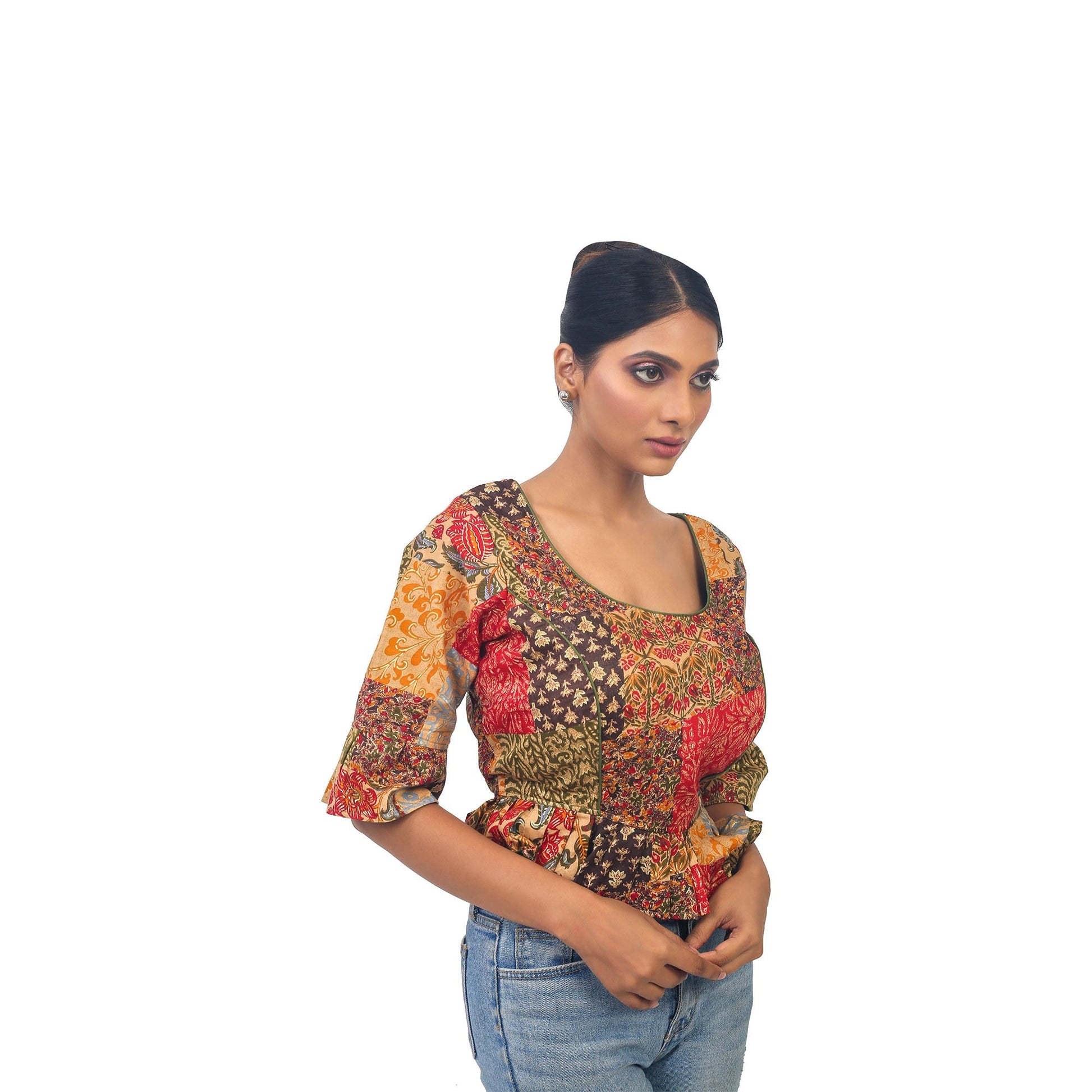 Digital print | Silk | Designer | Blouse Apparel & Accessories 32 34 36 Blouse blouses Crop tops Digital thehangrdigital-print-silk-designer-blousethehangr-489550