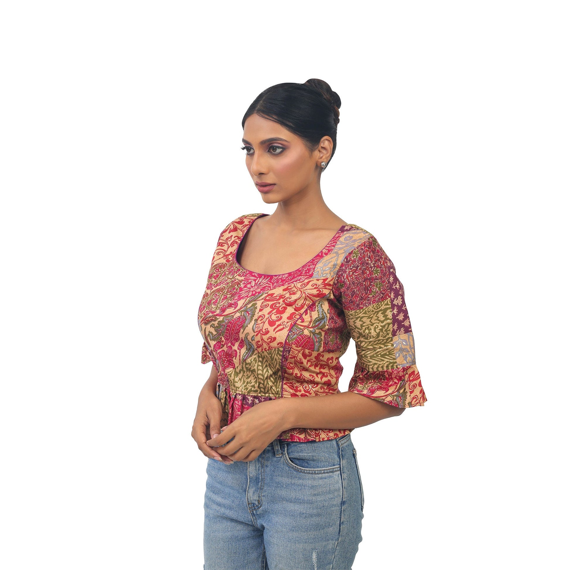 Digital print | Silk | Designer | Blouse 36 Apparel & Accessories 32 34 36 Blouse blouses Crop tops Digital thehangrdigital-print-silk-designer-blousethehangr-521466