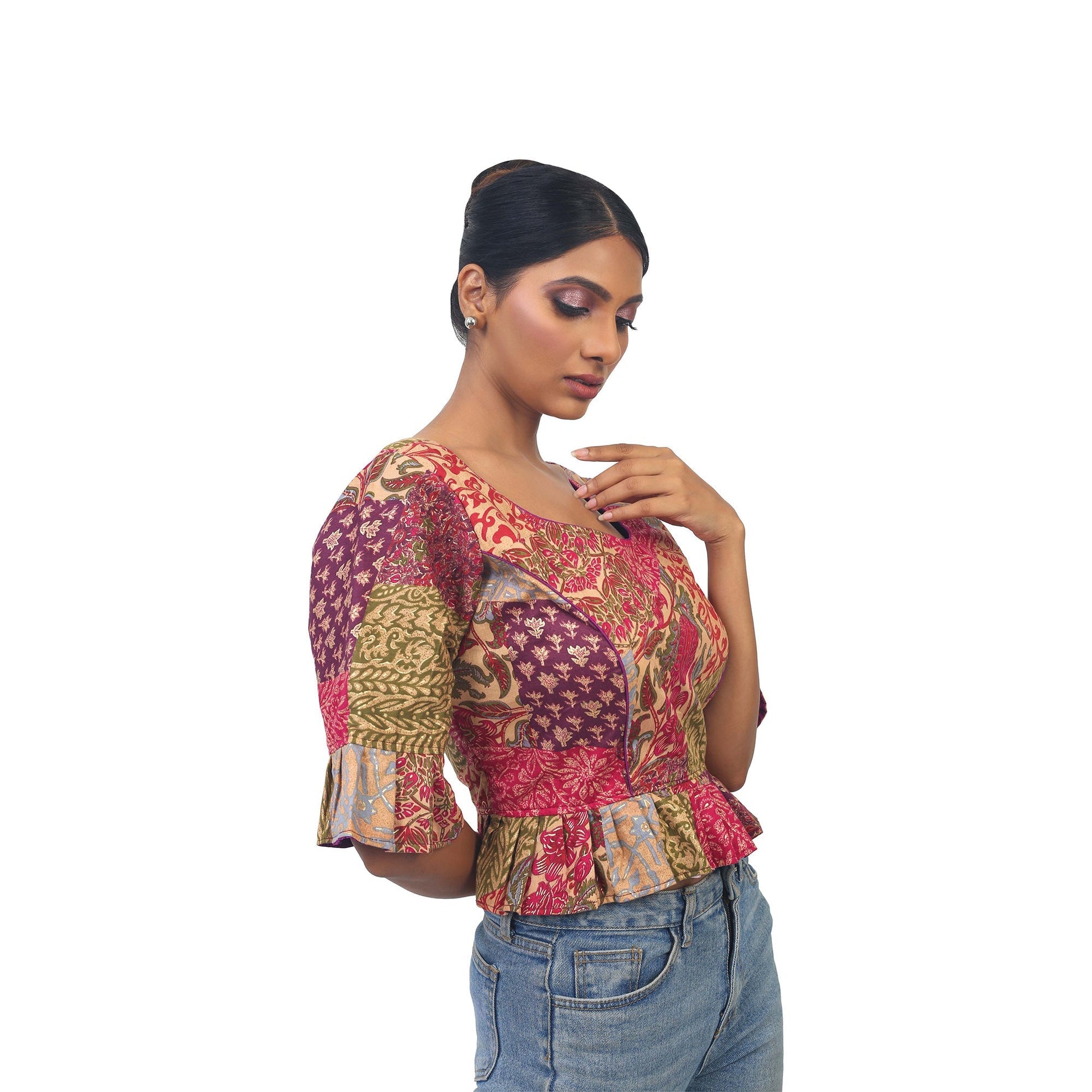 Digital print | Silk | Designer | Blouse Apparel & Accessories 32 34 36 Blouse blouses Crop tops Digital thehangrdigital-print-silk-designer-blousethehangr-652544