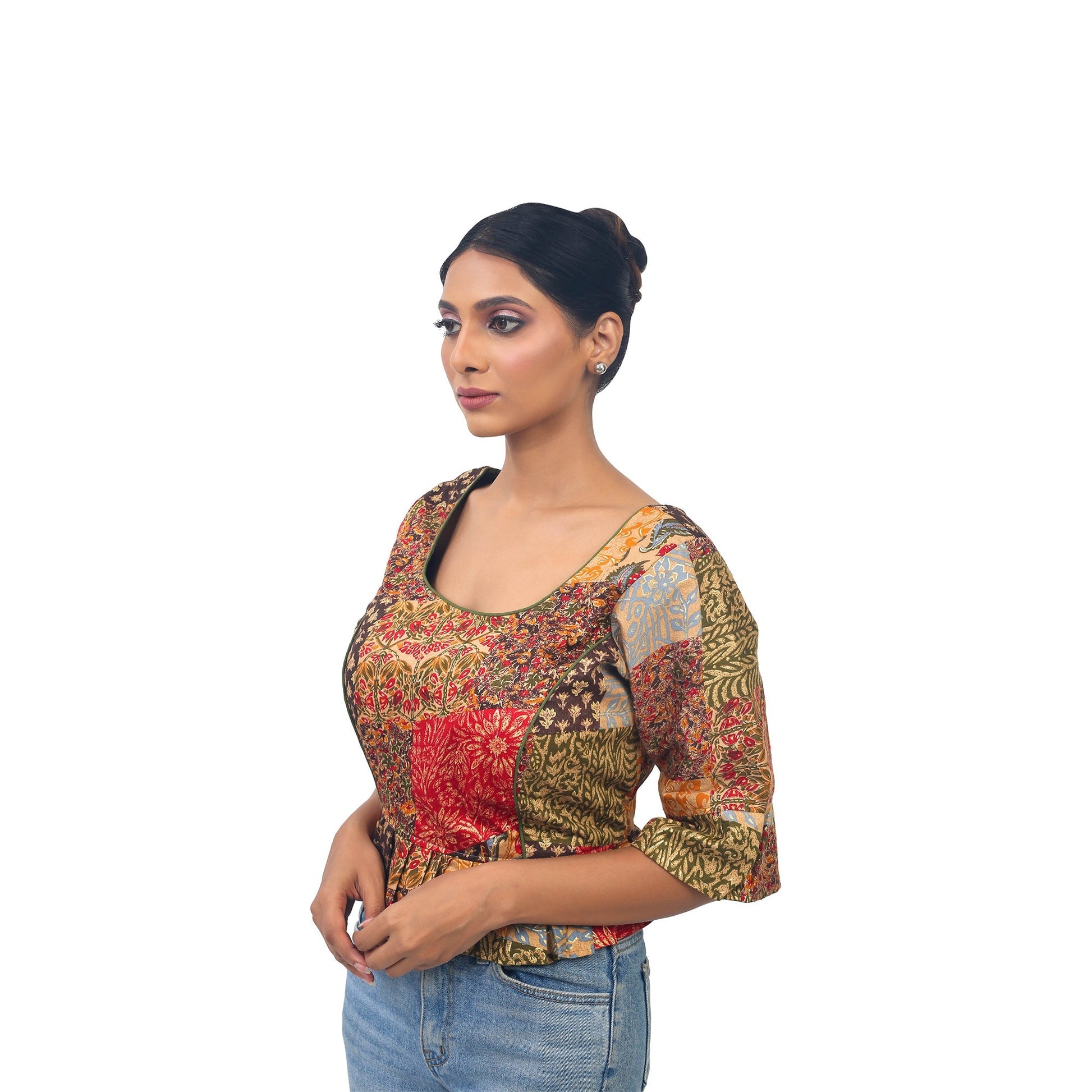 Digital print | Silk | Designer | Blouse 36 Apparel & Accessories 32 34 36 Blouse blouses Crop tops Digital thehangrdigital-print-silk-designer-blousethehangr-775850