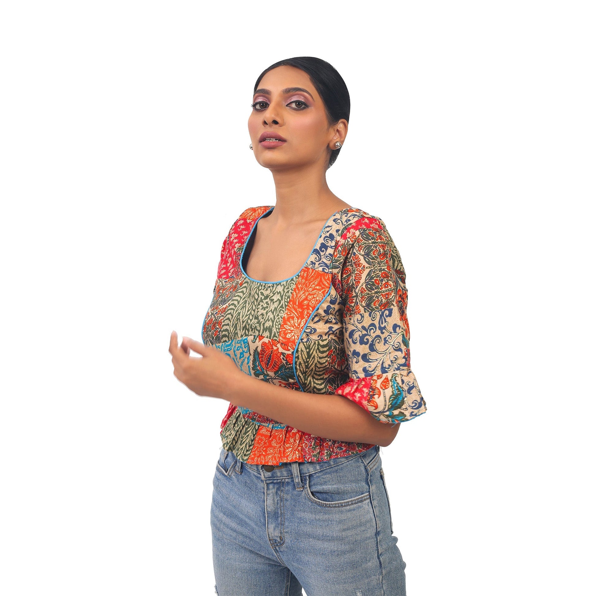 Digital print | Silk | Designer | Blouse Apparel & Accessories 32 34 36 Blouse blouses Crop tops Digital thehangrdigital-print-silk-designer-blousethehangr-792178