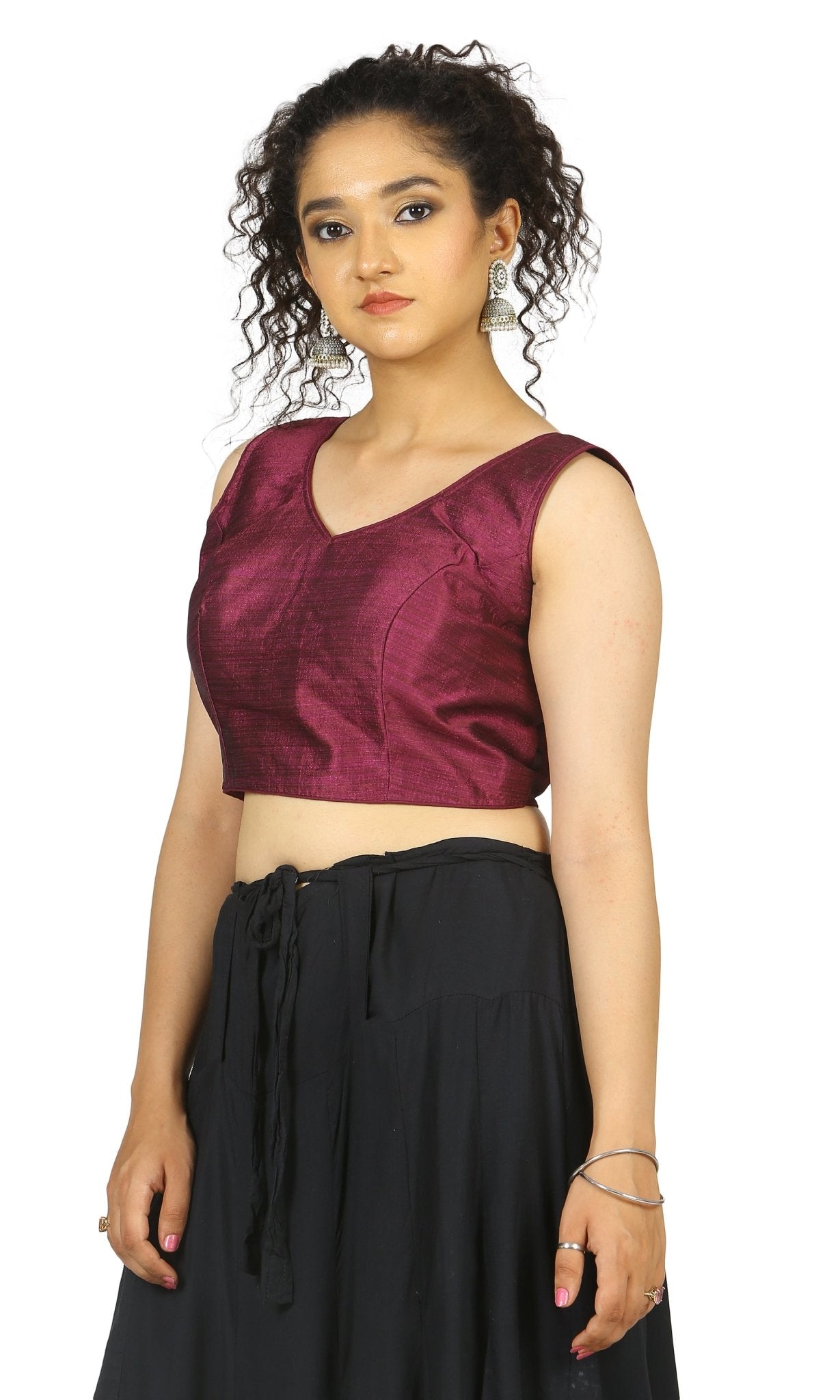 Wine | Silk | Multicolor Latkan | Blouse Animals & Pet Supplies 34 36 blouse blouses kashish wine wine-silk-multicolor-latkan-blouse-584864