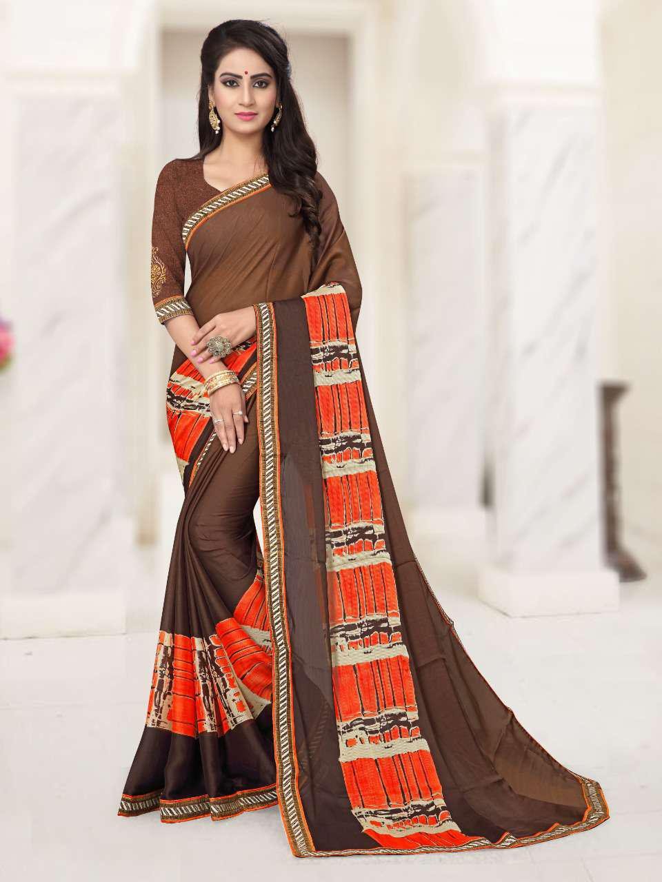 Women's Casual Chiffon Saree with Blouse Piece - TheHangr