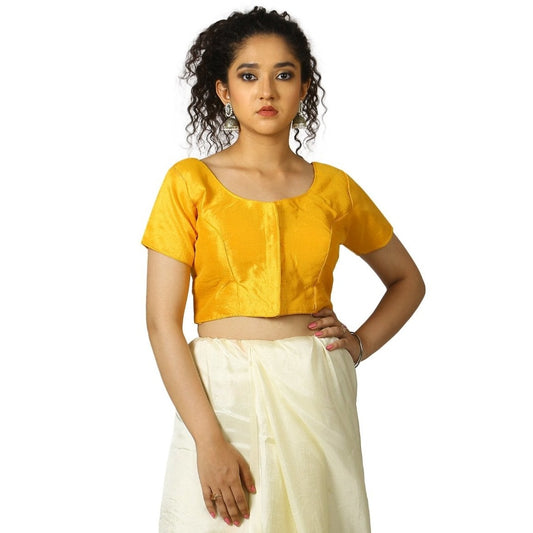 Yellow |Fantom Silk |Blouse Apparel & Accessories 32 34 36 Blouse blouses golden itefaq Ittefaq yellow yellow-fantom-silk-blouse-861947