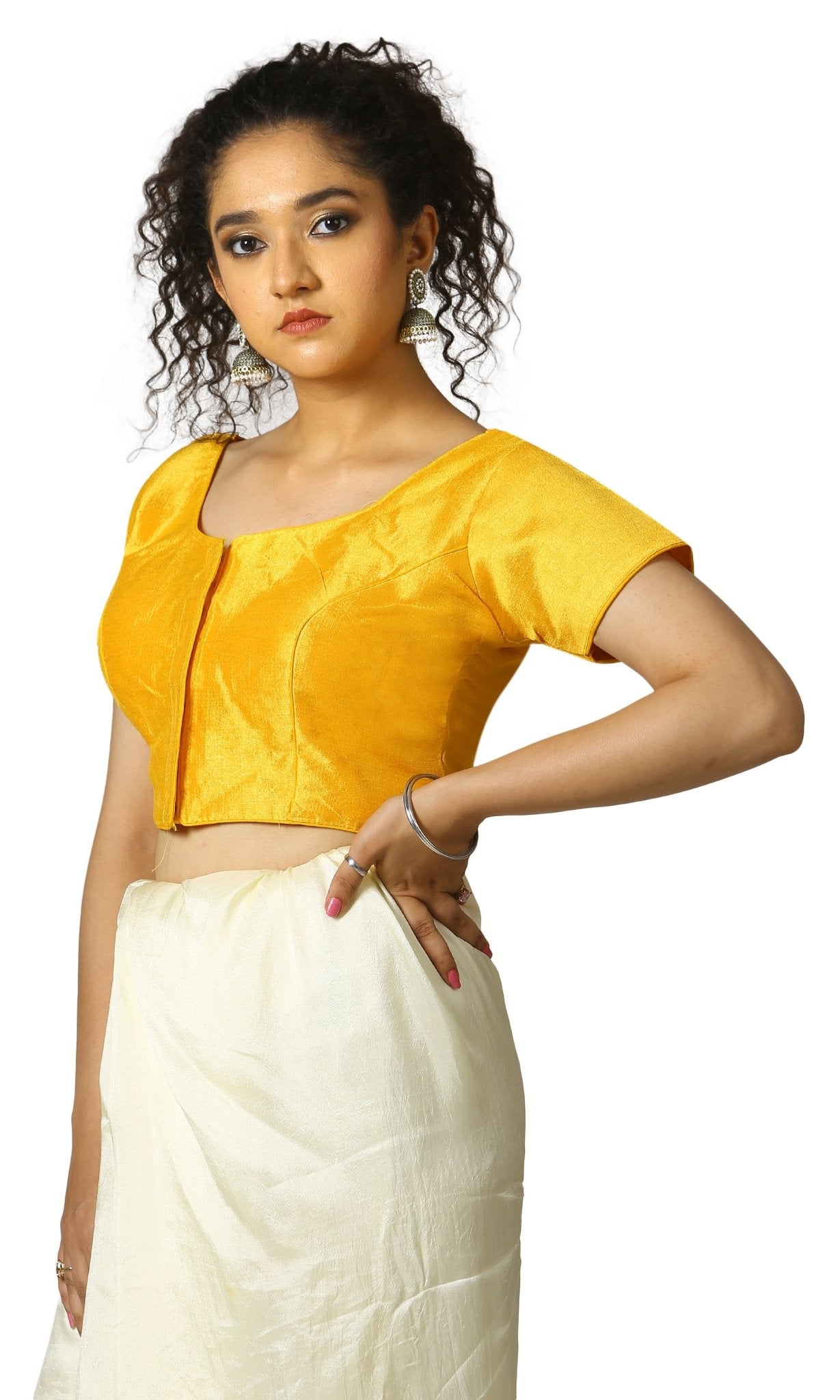 Yellow |Fantom Silk |Blouse Apparel & Accessories 32 34 36 Blouse blouses golden itefaq Ittefaq yellow yellow-fantom-silk-blouse-882030