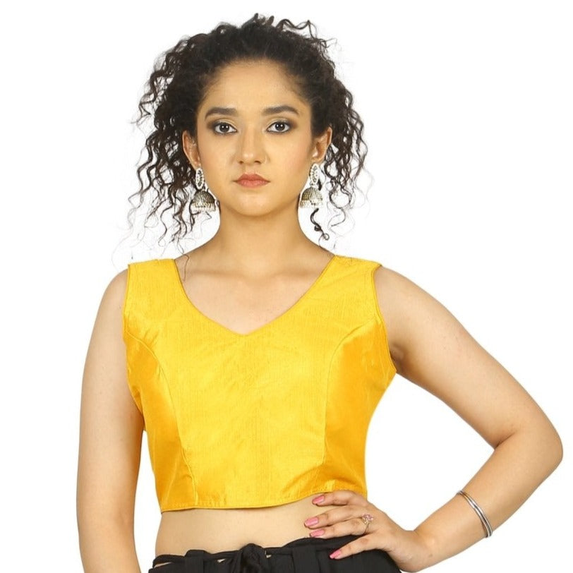 Yellow | Silk | Multicolor Latkan | Blouse Apparel & Accessories 32 34 36 Blouse blouses golden kashish yellow yellow-silk-multicolor-latkan-blouse-367847
