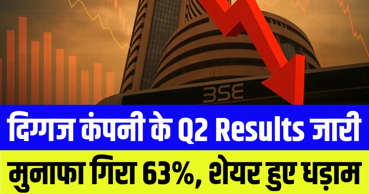 दिग्गज कंपनी के Q2 Results जारी, मुनाफा गिरा 63%, शेयर हुए धड़ाम